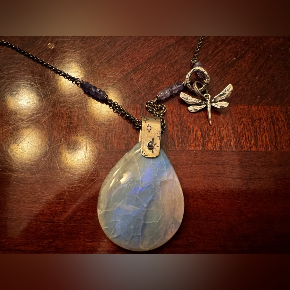 Beautiful Lighting Ridge Opal Pendant and Sterling Silver Necklace